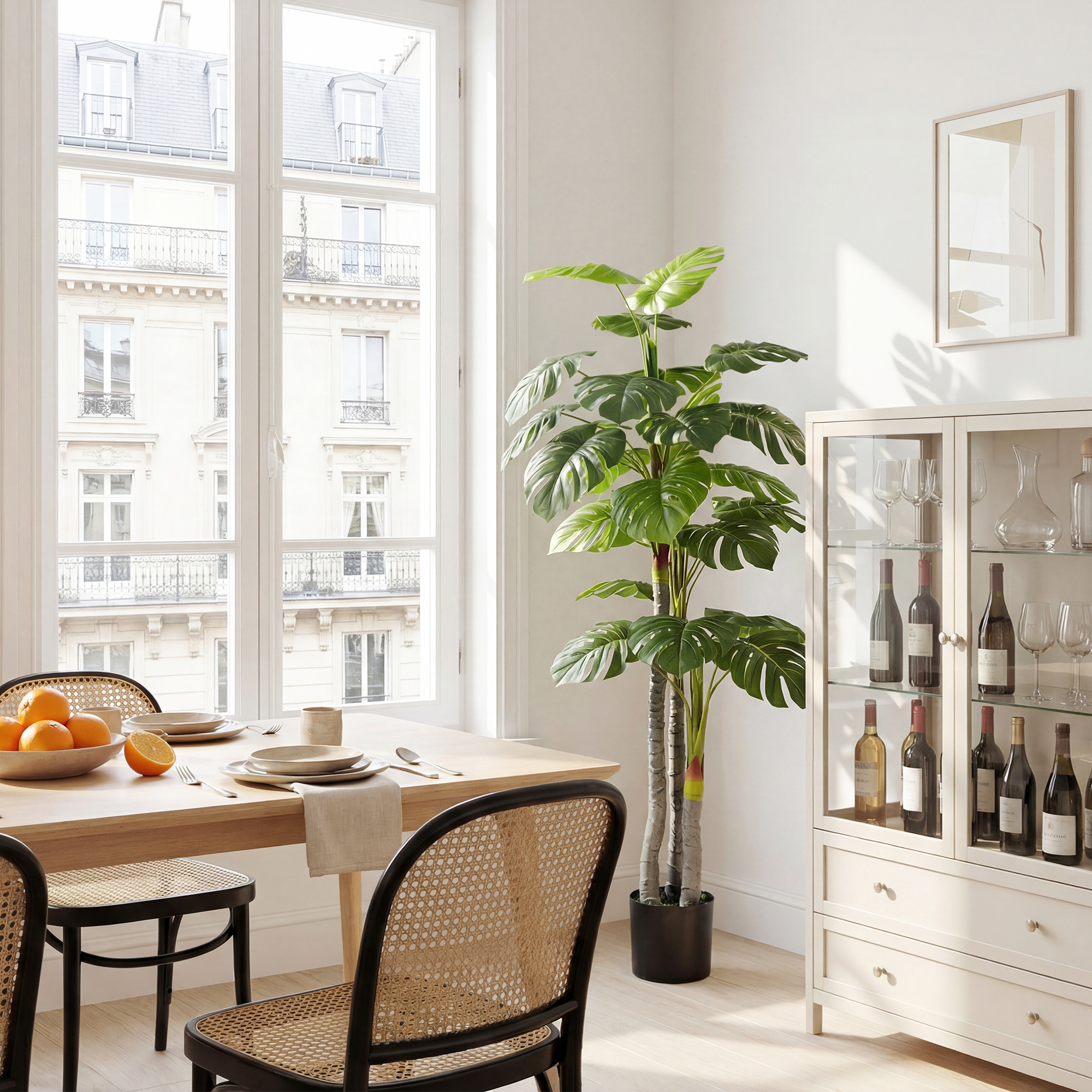 Homcom Albero Artificiale Pianta Artificiale Monstera H.1,5 m Tronco Rami Lichene Foglie a Forma di Tartaruga Grande realismo Vaso Incluso   Aosom Italy