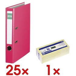 OTTO Office 25x Ordner »Exclusive I« inkl. 12er-Pack Haftnotizblock rosa, 5x32x28.5 cm