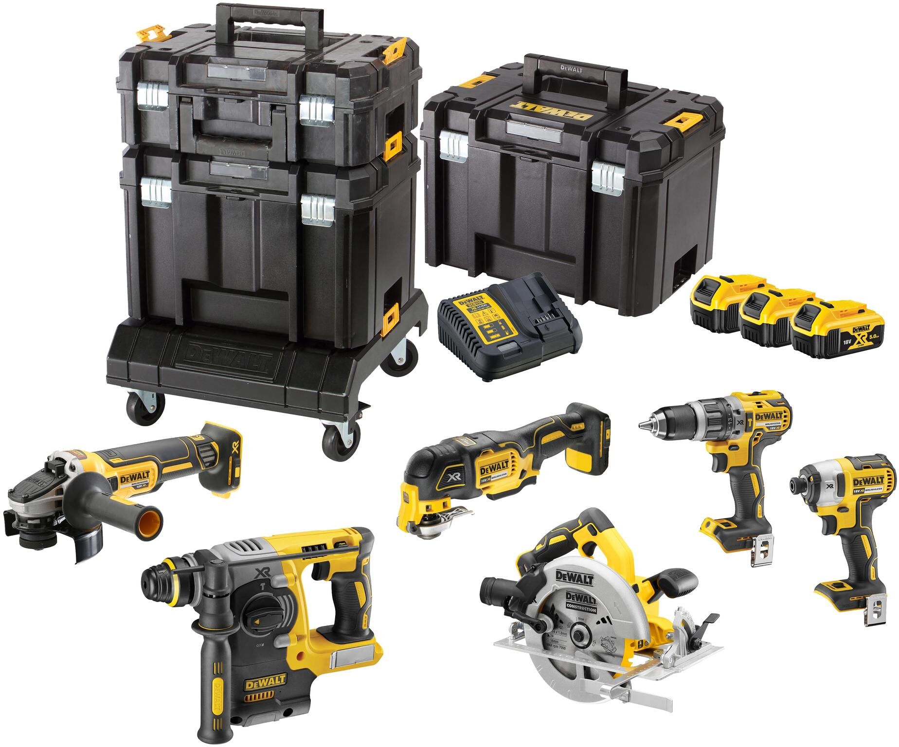 Werkzeugset DEWALT "Set 18 V mit 3 Batterien 5 Ah DCK685P3T-QW", schwarz, Werkzeugsets, Werkzeugset, Akkusystem: DeWalt XR 18 V schwarz Einheitsgröße