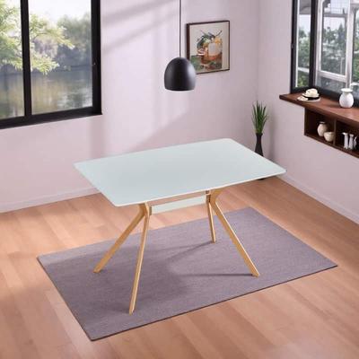 ZWYO HOSIMU "Modern Minimalist Dining Table, 47"" Wooden Kitchen Table with Heat Transfer Metal Legs & Storage Shelf"