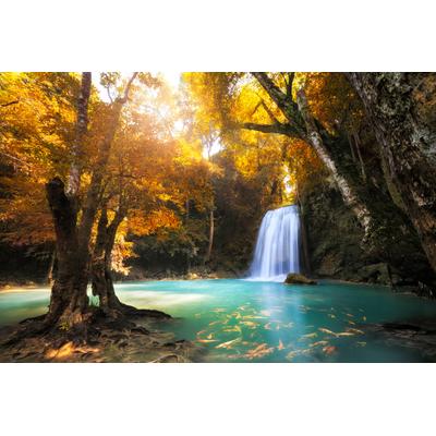 Fototapete PAPERMOON "Waterfall in Kanchanaburi, Thailand", bunt, B:4m L:2,6m, Vlies, Tapeten