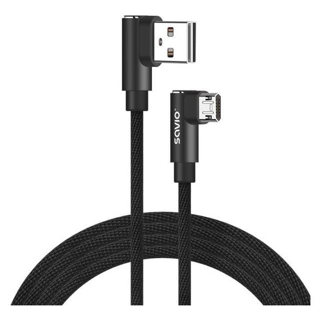 Savio CL-162 dwustronny kabel USB- micro USB, 2m, kątowy, oplot (2 m) (SAVIO CL-162)