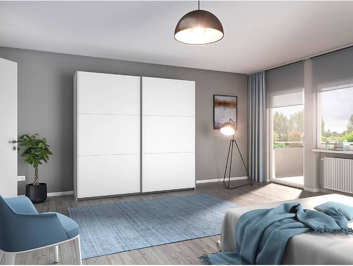 Schwebetürenschrank Aurelio 218cm Weiß/Alpinweiß Basic
