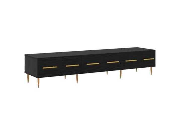 GHVBNMF TV-Schrank Schwarz Eichen-Optik 150x36x30 cm Lowboard Stilvolles Lowboard in dunkler Holzoptik mit goldenen Metallbeinen für Ihr Wohnzimmer und Schlafzimmer.