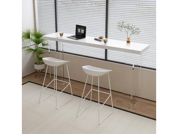 Moderner Bartisch mit transparenten Acrylbeinen, schmaler Stehtisch Schmaler Bartisch mit transparenten Acrylbeinen für Küche, Wohnzimmer und Bar, stabil für kleine Räume und Wohnungen