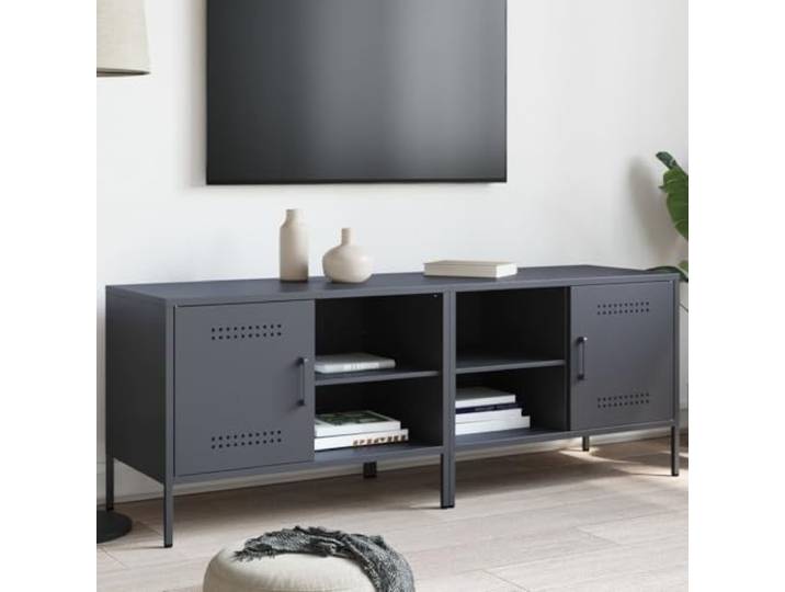 HEFZGDB TV-Schrank Set 2 STK. Anthrazit 68x39x50,5 cm Stahl Industrie Design mit Stauraum und offenen Ablagen für Wohnzimmer Möbel