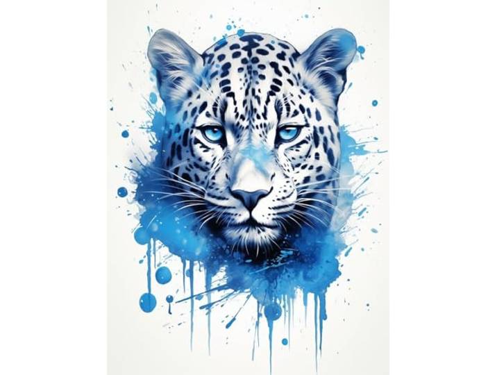 AxiangziK DIY Knüpfen Set Teppich Kissen-Set Mit Leopardenporträt，Häkelset Mit Haken，Aquarelltiere，Diy-Häkelsets，Sticksets，Häkelset Für Anfänger，Handarbeit，Basteln Für Die Inneneinrichtung 80x115cm