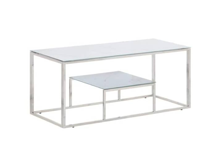 HEFZGDB Couchtisch Silbern Edelstahl und Hartglas mit robuster Glasplatte und modernem Design für Wohnzimmer Akzenttisch