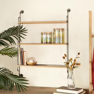ARCILLA ELEMENTAL Brown Iron Industrial Wall Shelf - 25 x 7 x 33