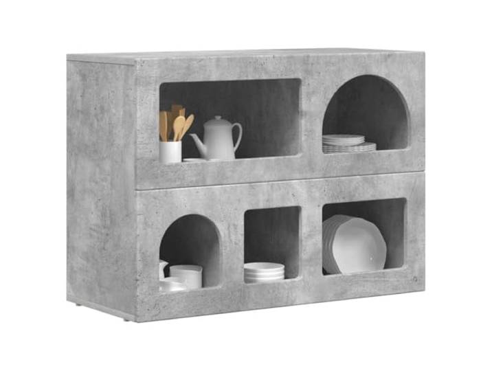 KTHLBRH Sideboard ELST grau Beton 80,5 x 35 x 59 cm Technisches Holz, minimalistisches Design, Esszimmermöbel, elegante Aufbewahrung