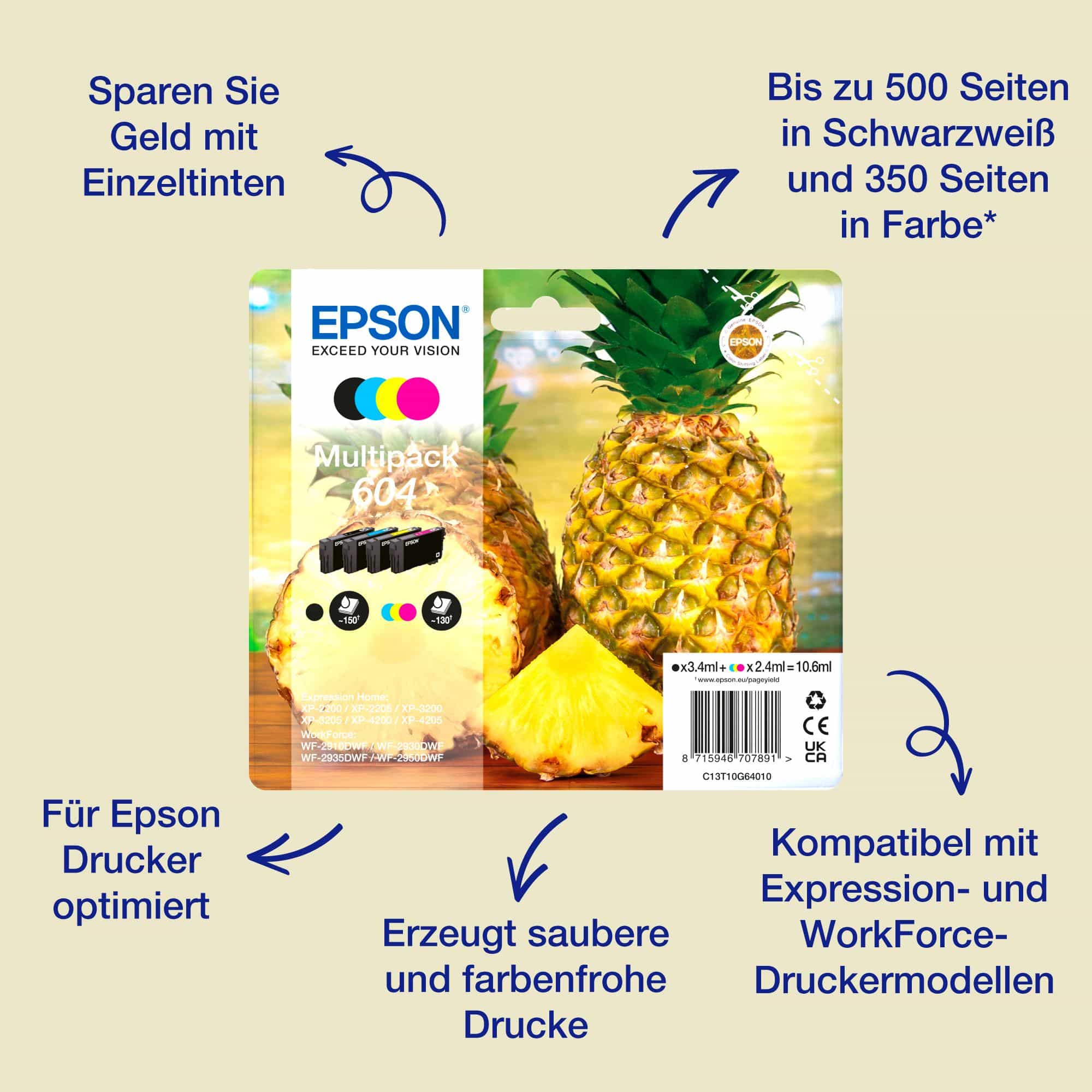 Epson 604 C13T10G14010 originale Schwarz 3,4 ml 150 Seiten