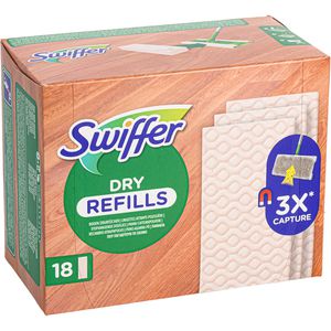 Swiffer Ersatztücher Bodentücher Holz & Parkett, Nachfüllpack, trocken, 18 Tücher, 18 Stück