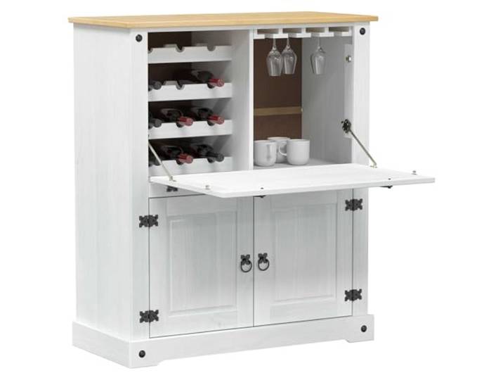 vidaXL Weinschrank Weiß 97 x 45 x 114 cm Massives Kiefernholz
