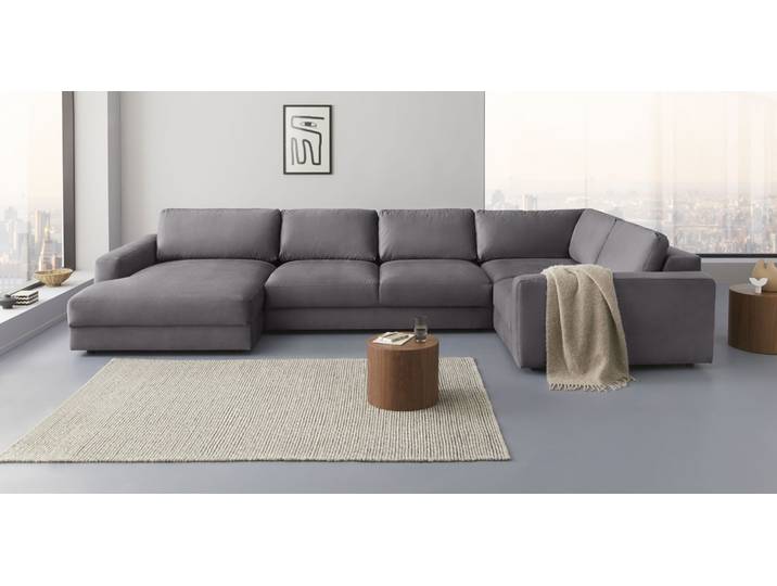 Wohnlandschaft HOME AFFAIRE Bloomfield, Mega Polsterecke, Breite 390cm, viel Platz, U-Form , grau, B:390cm H:84cm T:209cm, 100% Polyester, Sofas, Wohnlandschaft, In verschiedenen Grössen bestellbar