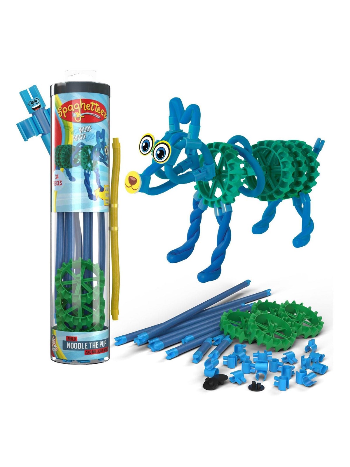 Clics - Spaghetteez Noodle The Pup Flexible Building Sticks 34 pcs.