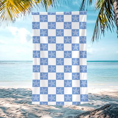 JML "Starfish Checkered Beach Towel, Lightweight Quick Dry Swimming Towel 30""x60"""