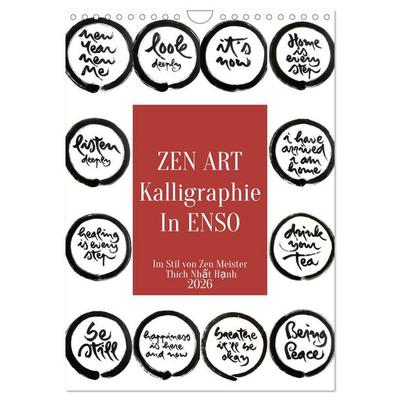 Zen Art Kalligraphie inspiriert von Zen-Meister Thích Nhất Hạnh (Wandkalender 2026 DIN A4 hoch), CALVENDO Monatskalender