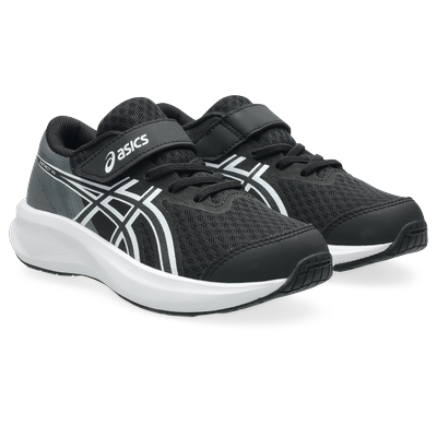 Laufschuh ASICS "PATRIOT 14 PS", Kinder, Gr. 31.5, schwarz-weiß (schwarz, weiß), Synthetik, Schuhe Laufschuh, für Kinder