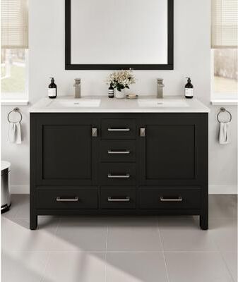 eviva "London 48""W Espresso DS Bath Vanity with Carrara Quartz Top"