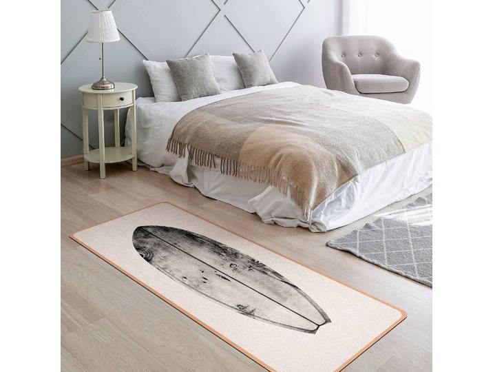 Tapis de yoga Planche de surf 183 x 61cm Blanc/Noir