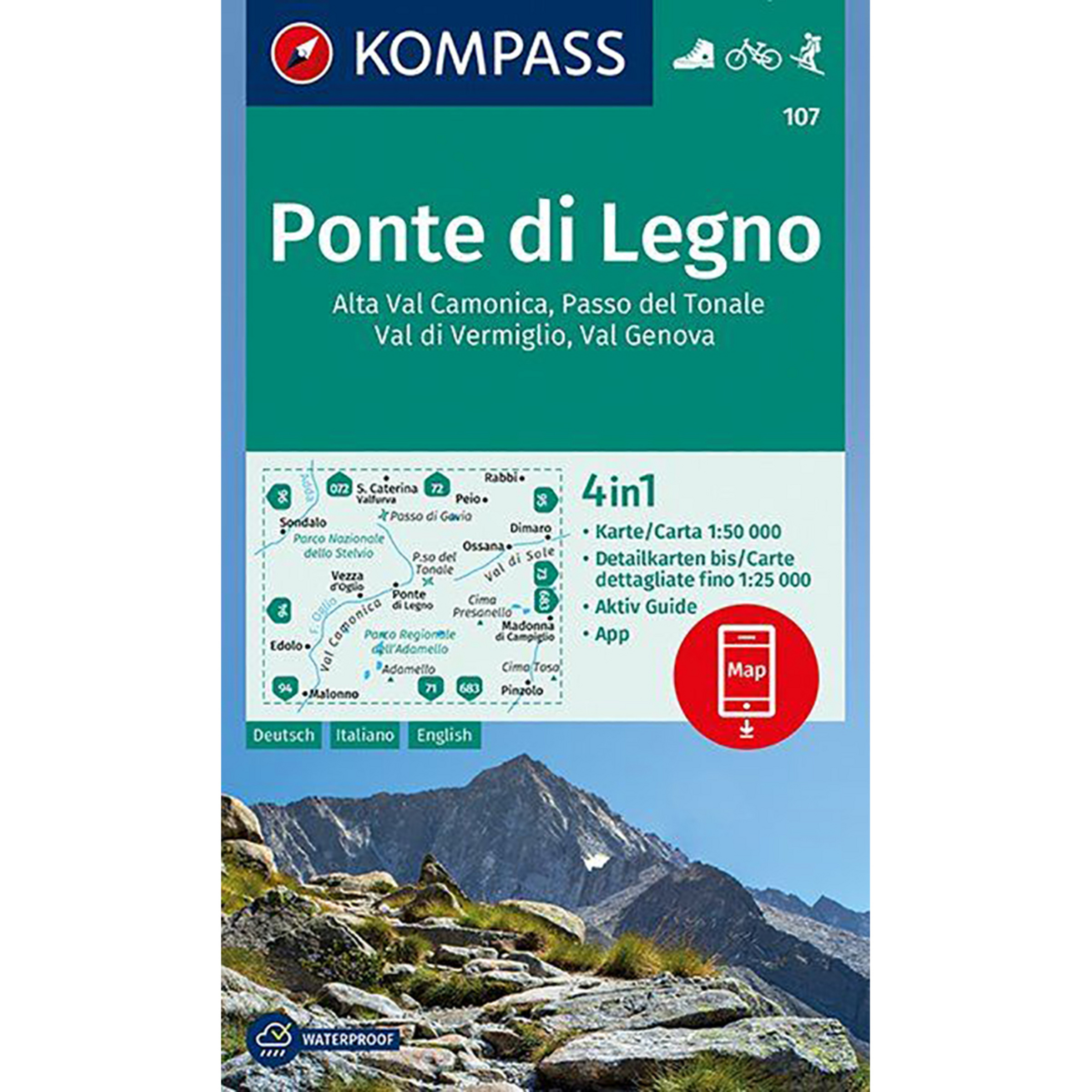 Kompass Verlag WK 107 Ponte di Legno - Alta Val Camonica Topografische Karten