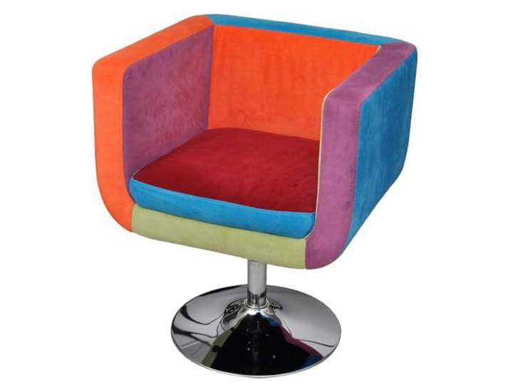 NLQMSU Sessel Patchwork Cube höhenverstellbar Stoff gepolstert Schaumstoff Würfelförmiges Design, fröhliche Farben, 100 mm Pneumatik-Zylinder, mittlere Rückenlehne, Verwendung im Schlafzimmer