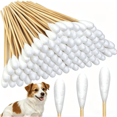 Inspire Picks Professional Pet Ear Cleaning Cotton Swabs Double Sided Bamboo Swabs For Dogs & Cats 15cm Biground 1000pcs