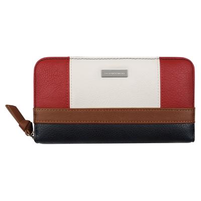 Geldbörse TOM TAILOR "Juna", Damen, blau, Polyurethan, gepflegt, kontrastfarbene Details, mehrfarbig, Kleinlederwaren, aus soft genarbtem ledrigen Material mit glänzenden Metall-Accessoires