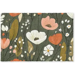 FUSSMATTE Blumen - Illustration - Grün Flurteppich 180x120 cm