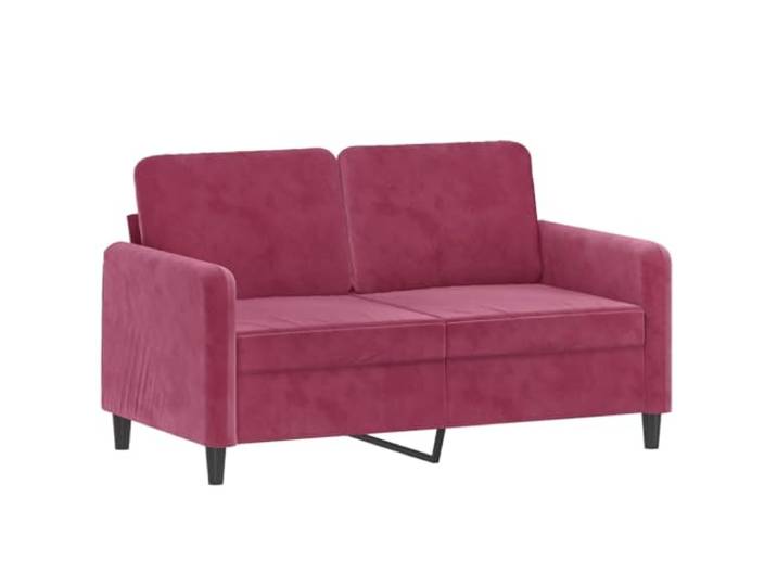 KTHLBRH Set 2 Sofas 2-Sitzer Samt Weinrot 120 cm Struktur aus Sperrholz und Metall, Füllung aus Schaumstoff, 4 Kissen inklusive, 140 cm Option