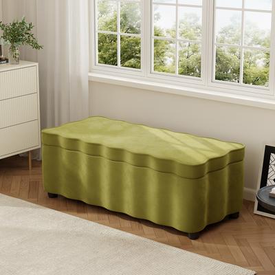 Christopher Knight Home - Milan Modern Velvet Storage Ottoman with Scalloped Design