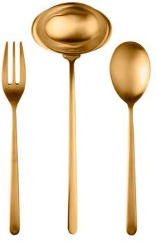 Mepra 3-piece Stainless Steel w/PVD Titanium Coating Linea Ice Oro Serving Set (Fork, Spoon, and Ladle)
