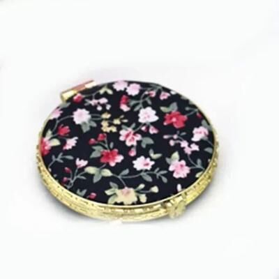 Uplift Picks Vintage Floral Compact Mirror Two Sided Folding Makeup Mirror black (round)