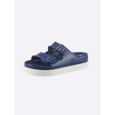 Pantolette HEINE, Damen, Gr. 38, blau (marine), Synthetik, Schuhe Pantolette