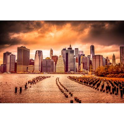 Fototapete PAPERMOON "New York Sonnenuntergang", bunt, B:3,5m L:2,6m, Vlies, Tapeten