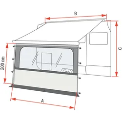Fiamma Blocker Pro Vorderwand mit großem Fenster 375