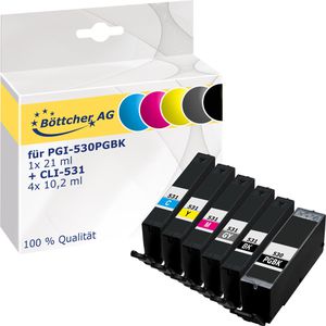 kompatibel für Canon PGI-530PGBK + CLI-531, Tinte, Multipack, 2x schwarz, cyan, magenta, gelb, grau