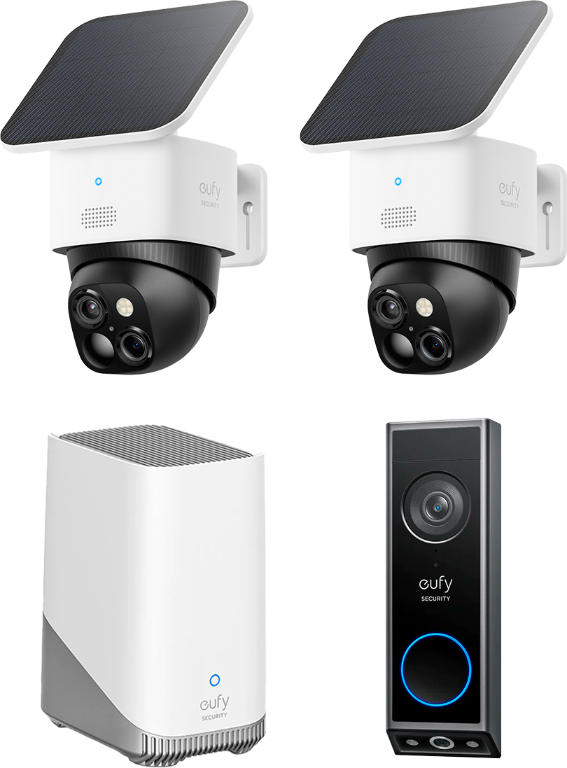 eufy SoloCam S340 (Pack de 2 caméras + Sonnette vidéo E340 + HomeBase 3) Blanc