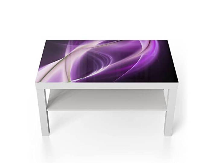 DEQORI Glastisch weiß groß 90x50 cm Motiv Ultraviolettes Lichtspiel ausgefallener Beistelltisch aus Glas Hochglanz Couchtisch fürs Wohnzimmer moderner Couch Tisch mit Design