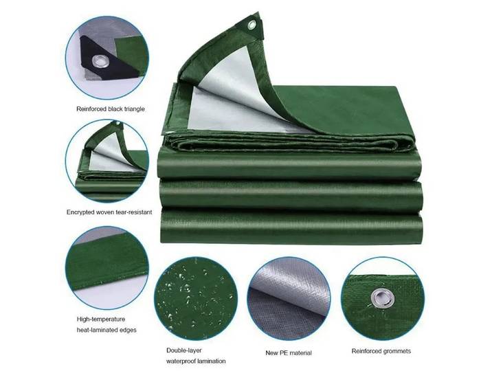 Grande bâche en PE imperméable avec œillets renforcés, bâches résistantes à la pluie pour piscine, caravane, jardin, couvertures de meubles