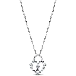 Pandora 394416C01-50 Damen-Kette Funkelndes Herzschloss Silber