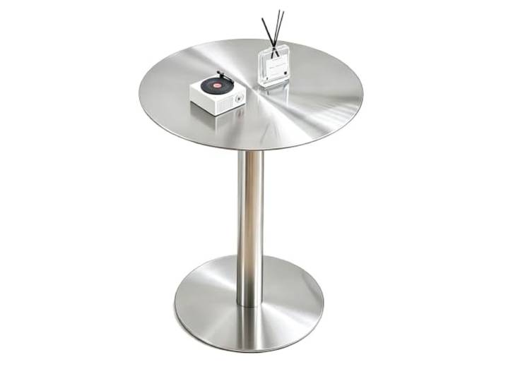 Runder Bartisch hoher Bistro-Pub-Tisch Couchtische aus Edelstahl Kleiner Beistelltisch hoher Beistelltisch Küchen-Frühstücks-Esstisch mit Metallplatte und Sockel(60x60x95cm)