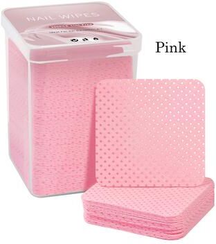 Discount Dollar Deals Premium Lint Free Nail Polish Remover Wipes For UV Gel Manicure Cleaning pink 200pcs