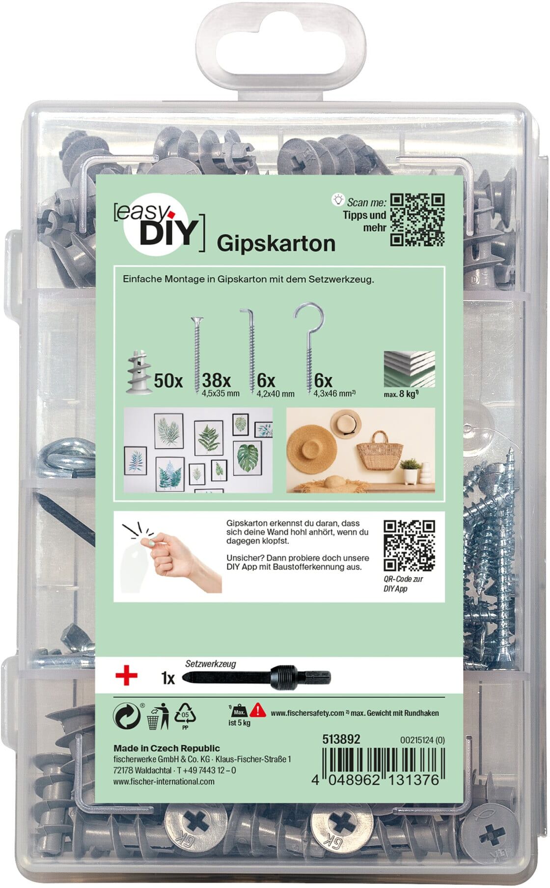 fischer Gipskarton + Schraube easyDIY Box (110 Teile) (513892)