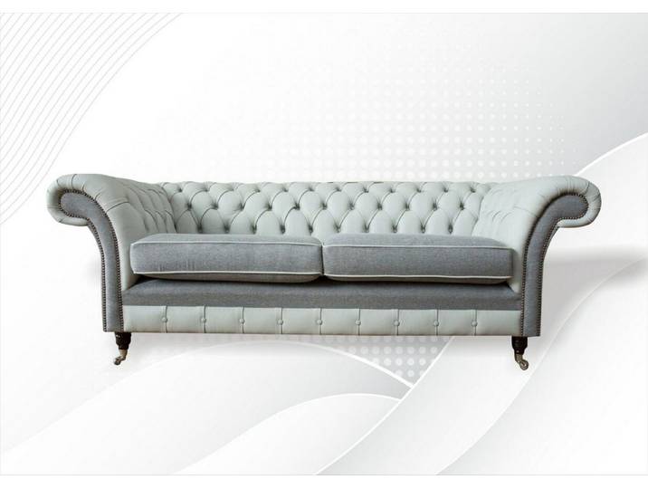 JVmoebel Chesterfield-Sofa Elegantes Sofa aus edlem Leder in schlichtem Grauton, Packung, Made in Europa