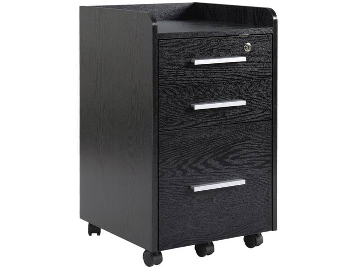 Caisson de bureau 3 tiroirs en bois noir