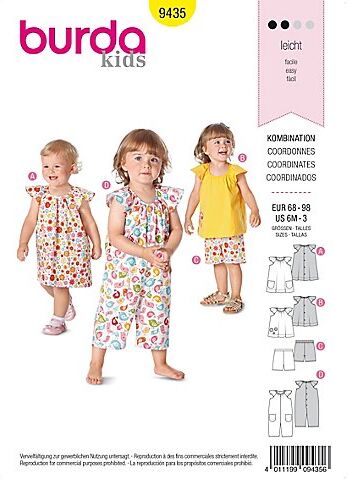 burda Schnitt 9435 "Sommer-Kombination" für Kleinkinder