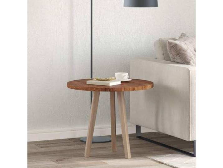 PTUGUOF Tischplatte Rund Massivholz Eiche 60 cm Hellbraun Umkehrbares Design, Robust, Für Küche Esszimmer Wohnzimmer, Pflegeleicht