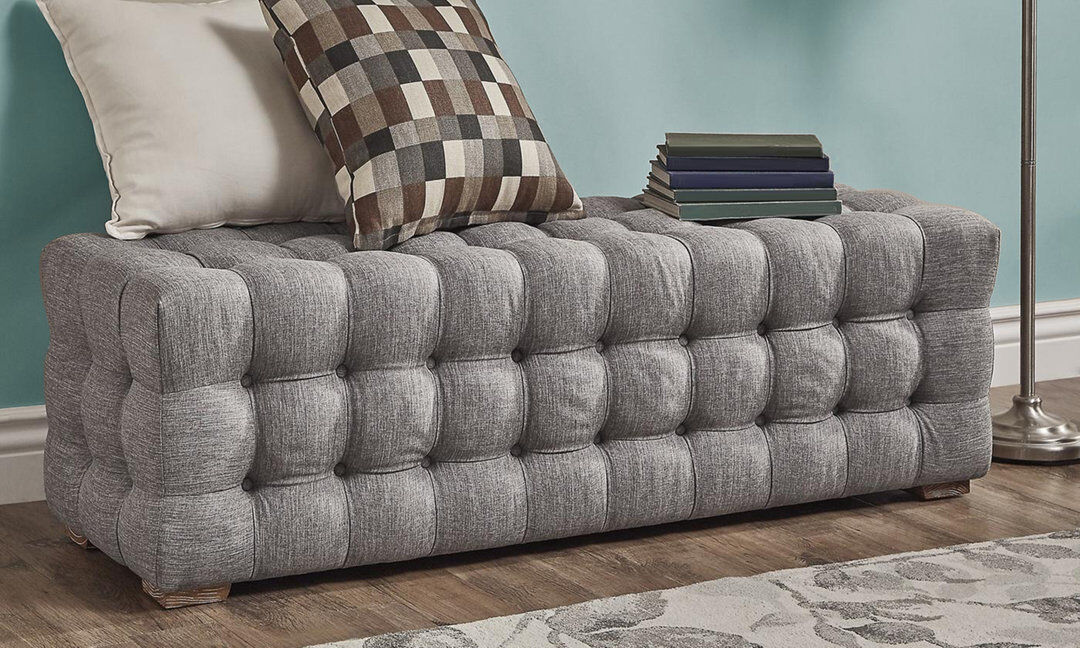 FunkyBedz Upholstered Bench Cream Crush 51cm H X 183cm W X 33cm D