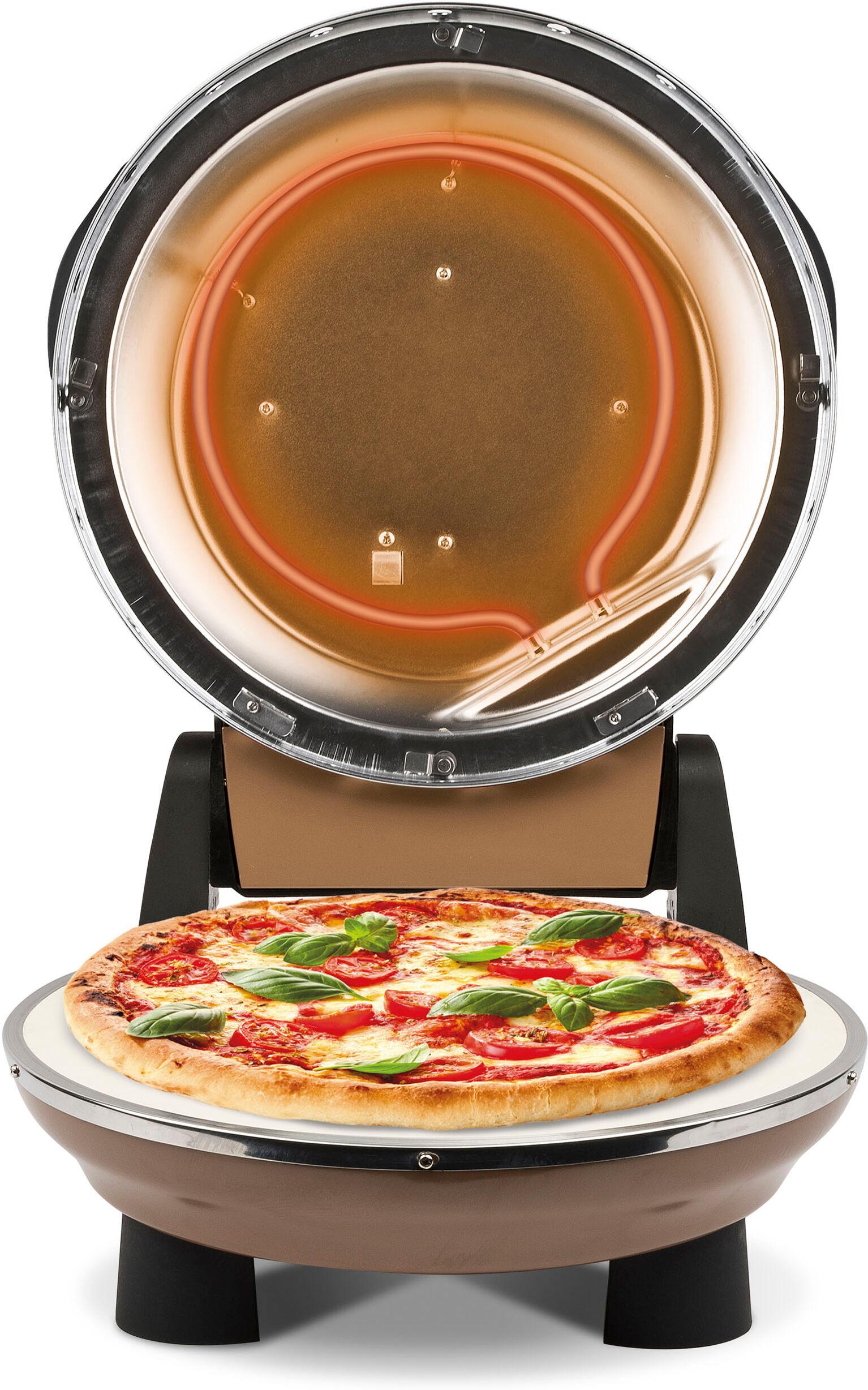 G3FERRARI Pizzaofen "G1003208 Napoletana kupfer inkl. 2-ten oberen Pizzastein", rosa (braun), B:34cm H:21cm T:37cm, Pizzaöfen, zum Überbacken bis 400 C für echte Steinofenpizza - Limited Edition, Pizzaofen